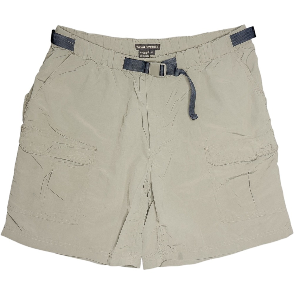 Royal Robbins Cargo Shorts Tan Womens XL Belted Nylon Hiking Outdoors‎ Gorpcore